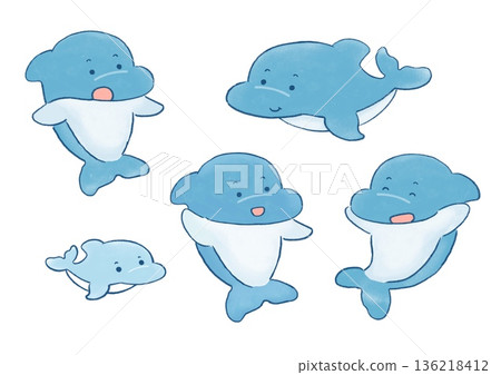Cute dolphin set with various expressions 136218412