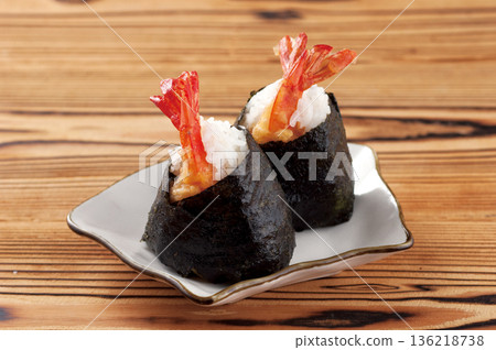 Delicious-looking tempura musubi Delicious-looking tempura musubi 136218738