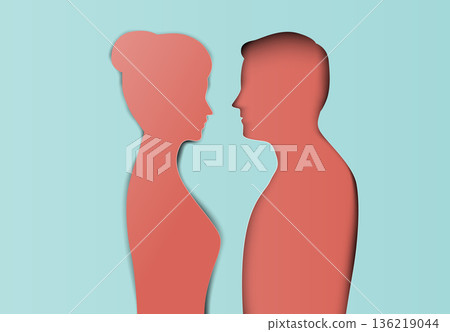 Woman and man paper art, couple concept Woman and man paper art, couple concept 136219044