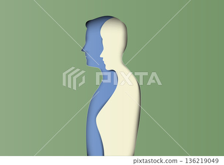 Woman inside man paper art, couple concept Woman inside man paper art, couple concept 136219049