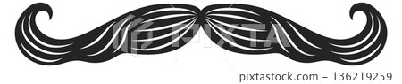 Vintage elegant mustaches black drawing. Barbershop logo Vintage elegant mustaches black drawing. Barbershop logo 136219259