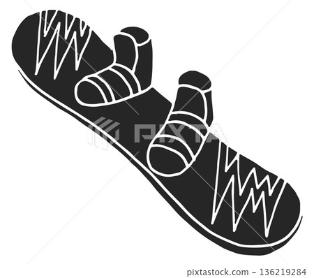 Snowboard black icon. Sport boot equipment logo Snowboard black icon. Sport boot equipment logo 136219284
