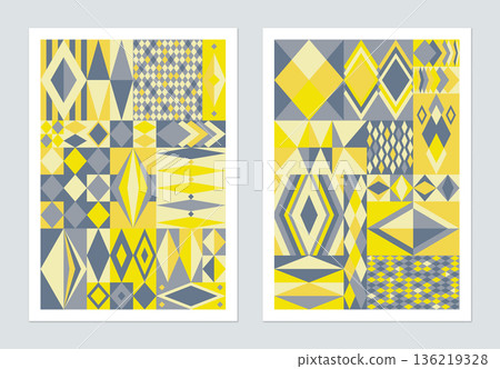 Geometry shapes poster template design, diamond shapes in yellow and grey Geometry shapes poster template design, diamond shapes in yellow and grey 136219328