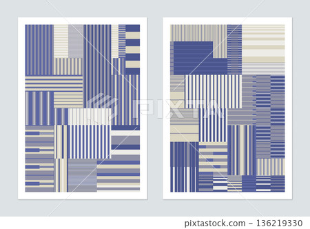 Geometry shapes poster template design, striped lines in blue and brown Geometry shapes poster template design, striped lines in blue and brown 136219330