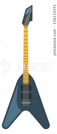 Heavy metal music concert instrument. Cartoon guitar 136219341
