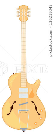 Wooden guitar in retro style. Classic vintage equipment Wooden guitar in retro style. Classic vintage equipment 136219345