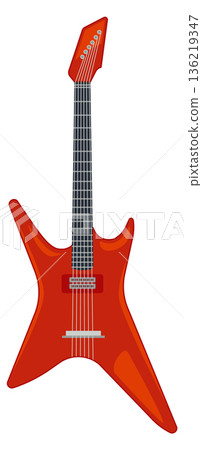 Rock star guitar. Red wooden music instrument 136219347