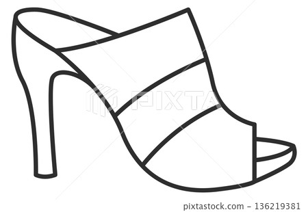 Peep toe shoe with high heel line icon 136219381