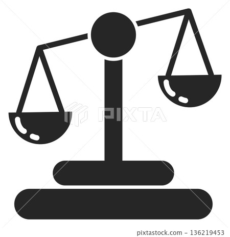 Balance scales black icon. Law and justice symbol Balance scales black icon. Law and justice symbol 136219453