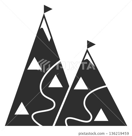Slalom logo. Mountain skiing path black icon Slalom logo. Mountain skiing path black icon 136219459