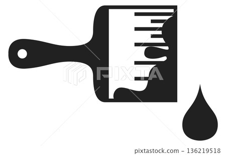 Painting brush with black paint drop tool icon Painting brush with black paint drop tool icon 136219518