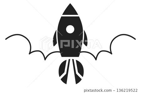 Rocket launch black icon. Start simple symbol Rocket launch black icon. Start simple symbol 136219522
