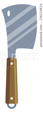 Meat cleaver cartoon icon. Kitchen chef knife Meat cleaver cartoon icon. Kitchen chef knife 136219614