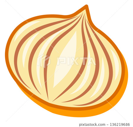 Onion half cartoon icon. Fresh spicy vegetable 136219686