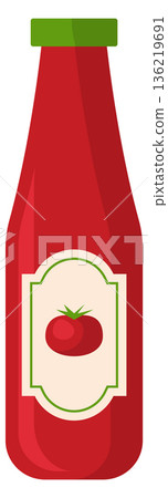 Ketchup bottle cartoon icon. Bbq tomato sauce 136219691