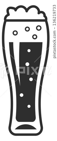 Beer glass. Drink black icon. Pub symbol 136219733