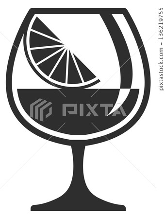 Cocktail glass black icon. Summer refreshment drink Cocktail glass black icon. Summer refreshment drink 136219755