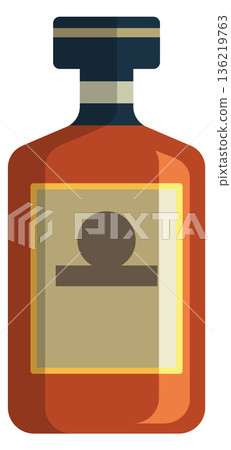 Brandy bottle color icon. Classic winery drink 136219763