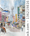 大阪南區通天閣的素描，圖中人物為比利肯 136219816