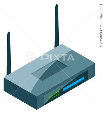 Internet router isometric icon. Wireless hotspot network Internet router isometric icon. Wireless hotspot network 136219841