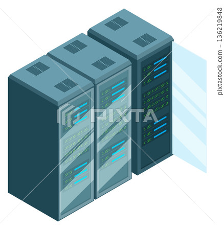 Server isometric icon. Computer network web storage Server isometric icon. Computer network web storage 136219848