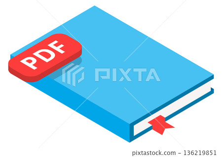 Pdf book isometric icon. Document publish symbol 136219851