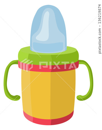 Baby bottle cartoon icon. Infant kid care 136219874