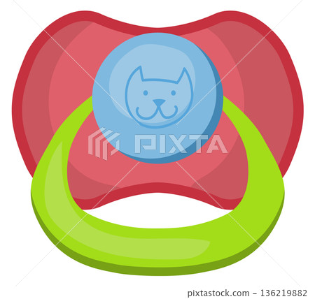 Baby dummy. Cartoon silicone pacifier toy icon 136219882