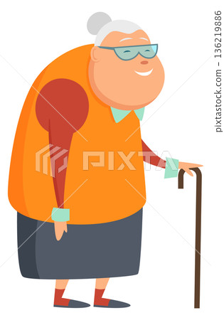 Old woman character. Cartoon female senior mascot Old woman character. Cartoon female senior mascot 136219886