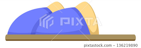 Slippers cartoon icon. Cozy soft home shoes 136219890