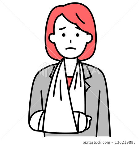 身穿西裝的女子,右臂骨折 身穿西裝的女子,右臂骨折 136219895