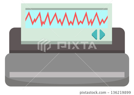 Cardio monitor cartoon icon. Heart beat pulse Cardio monitor cartoon icon. Heart beat pulse 136219899
