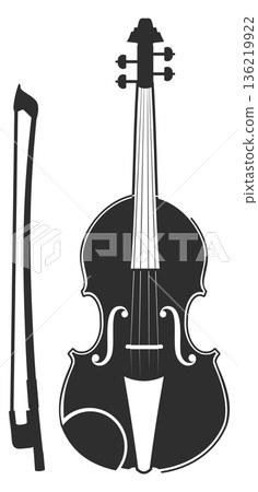 Violin black icon. Classic string music instrument Violin black icon. Classic string music instrument 136219922