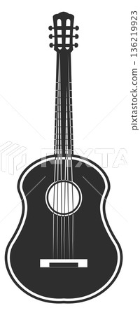 Guitar black icon. Acoustic classic music instrument Guitar black icon. Acoustic classic music instrument 136219923