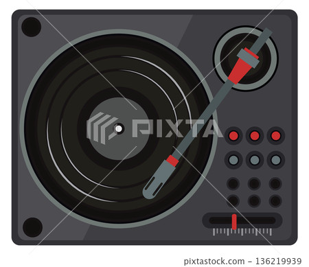 Vinyl player. Vintage music record disk cartoon icon 136219939