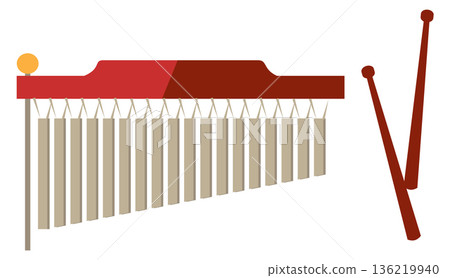 Xylophone cartoon icon. Music instrument with wooden sticks 136219940