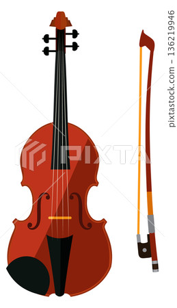 Violin cartoon music instrument. Classic string orchestra icon Violin cartoon music instrument. Classic string orchestra icon 136219946