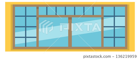 Panoramic window exterior element. Facade glass wall Panoramic window exterior element. Facade glass wall 136219959