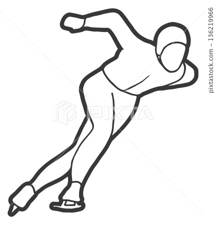 Ice skater line icon. Figure skating sport 136219966
