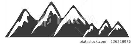 Mountains black icon. Nature symbol. Rock shape 136219976