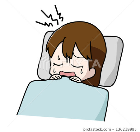 女孩在睡夢中呻吟的插圖 女孩在睡夢中呻吟的插圖 136219993