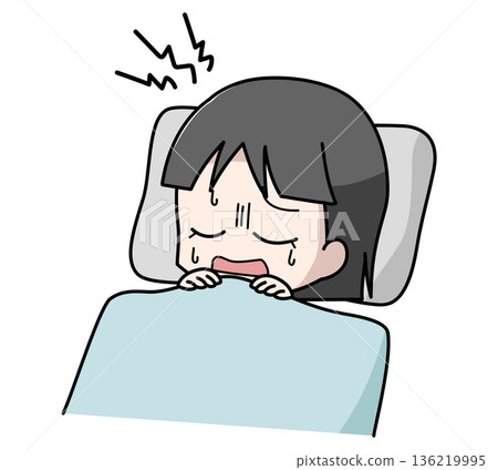 Illustration of a girl groaning in her sleep Illustration of a girl groaning in her sleep 136219995