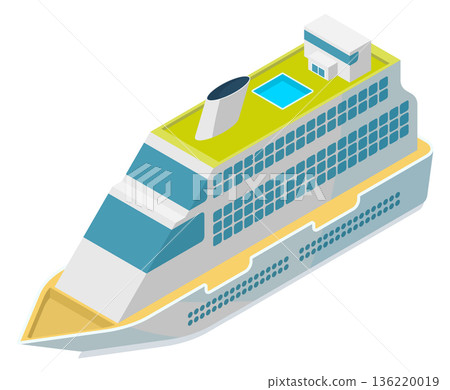 Cruise ship isometric icon. Passenger travel marine transport 136220019
