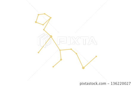 Illustration of the constellation line of Cetus (gold color) Illustration of the constellation line of Cetus (gold color) 136220027