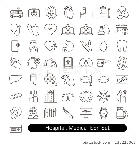 Hospital, medical and healthcare icon set Hospital, medical and healthcare icon set 136220065