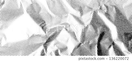 Rough halftone wrinkled foil background. Dotted crumpled metallic overlay. Black creased bitmap texture. Pixelated creasy surface in comic pop art style. Vector grain cartoon gritty paper wallpaper Rough halftone wrinkled foil background. Dotted crumpled metallic overlay. Black creased bitmap texture. Pixelated creasy surface in comic pop art style. Vector grain cartoon gritty paper wallpaper 136220072