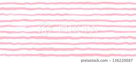 Light pink seamless watercolor stripes background. Abstract strokes repeated pattern. Summer pastel straight horizontal lines for fabric, wrapping paper, textile, banner, poster. Vector wallpaper 136220087