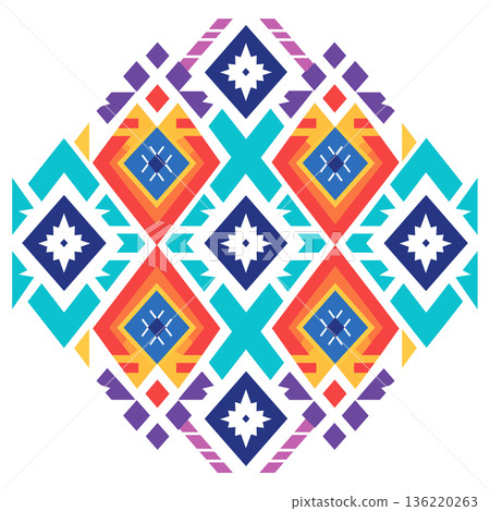 Geometric aztec pattern with diamonds and stars Geometric aztec pattern with diamonds and stars 136220263