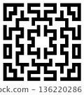 Abstract black and white maze pattern with square elements 136220286