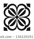 Black and white clover design pattern on square background 136220291